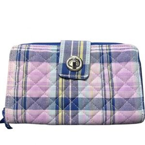 Vera Bradley Lavender and Navy Plaid Wallet